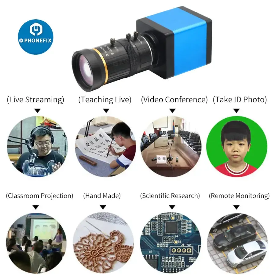 1080p HDMI VGA Camera 8.0-50mm Lens Industry Digital Webcam