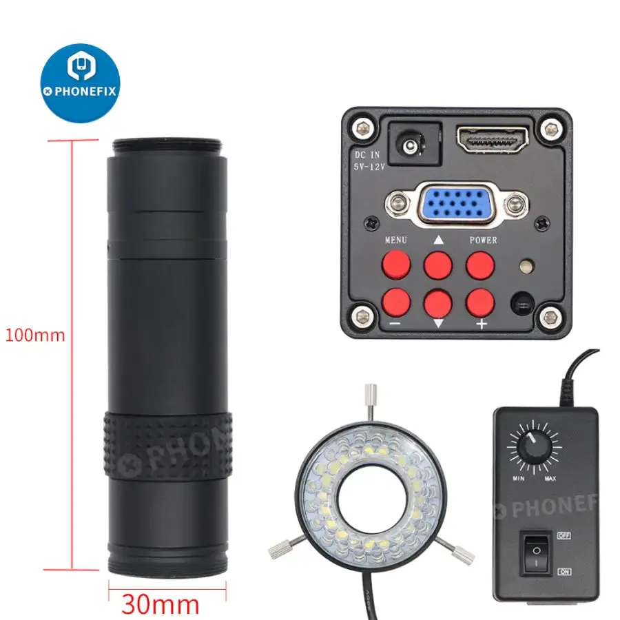 13MP Industrial Camera Magic Arm 130X Lens Super Clamp Microscope Set