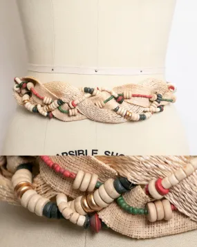 1990s Belt Beaded Rope Ethnic Boho Medium Small