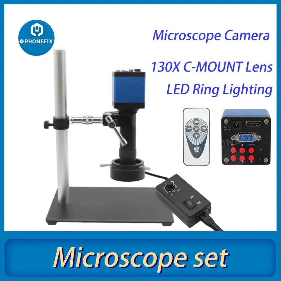 360° Rotatable Microscope Set Industrial Camera with 130X Lens Super Clamp