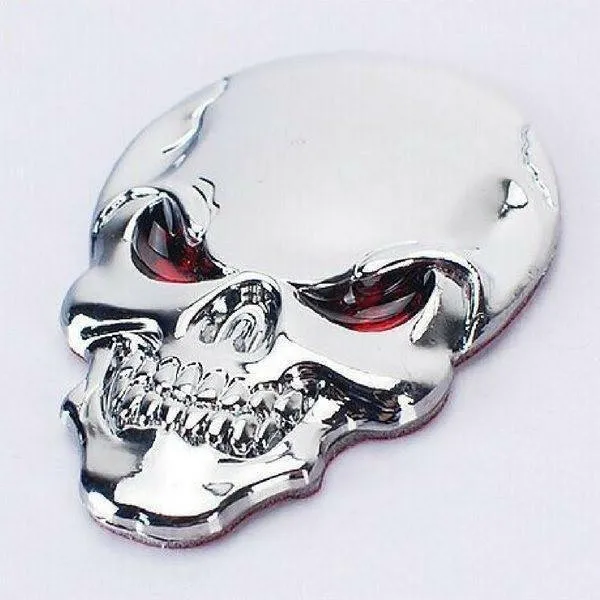 3D Skull Metal Sticker, Zinc Alloy, 2 x 1.3 in