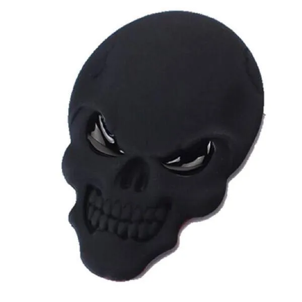 3D Skull Metal Sticker, Zinc Alloy, 2 x 1.3 in