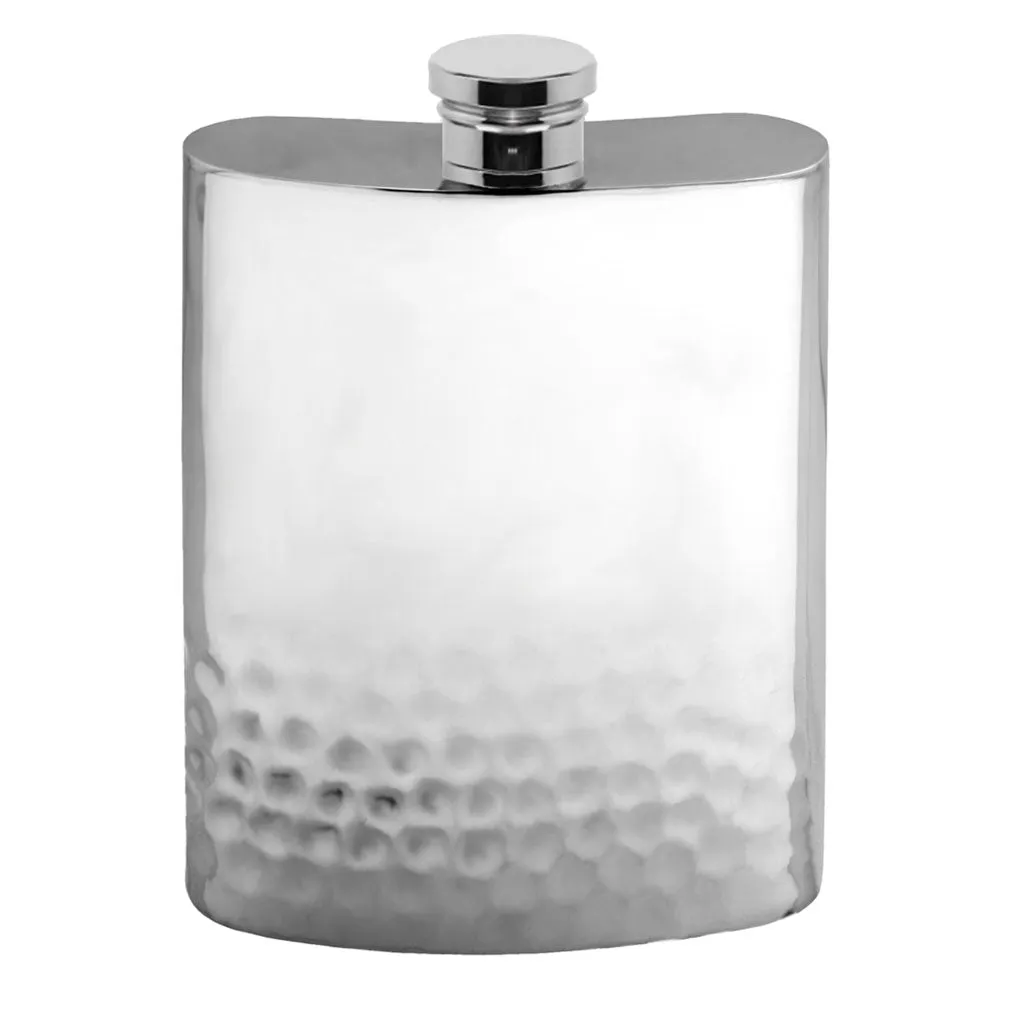 6oz Pewter Hip Flask Half Hammered Design