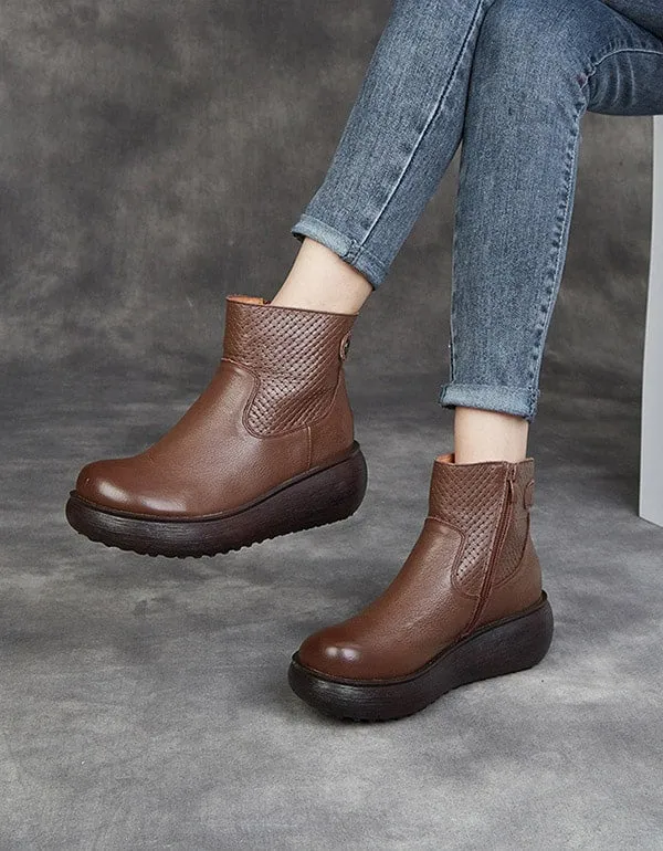 Autumn Winter Leather Comfort Platform Boots