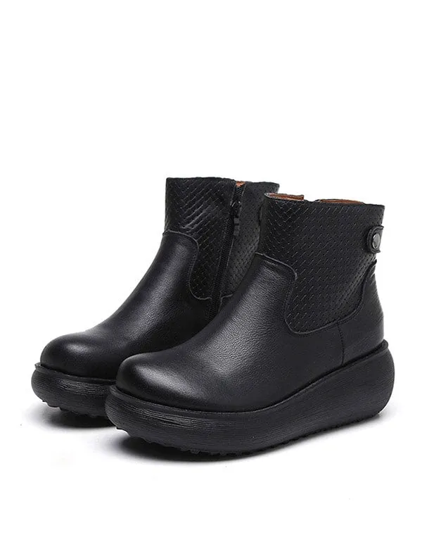 Autumn Winter Leather Comfort Platform Boots