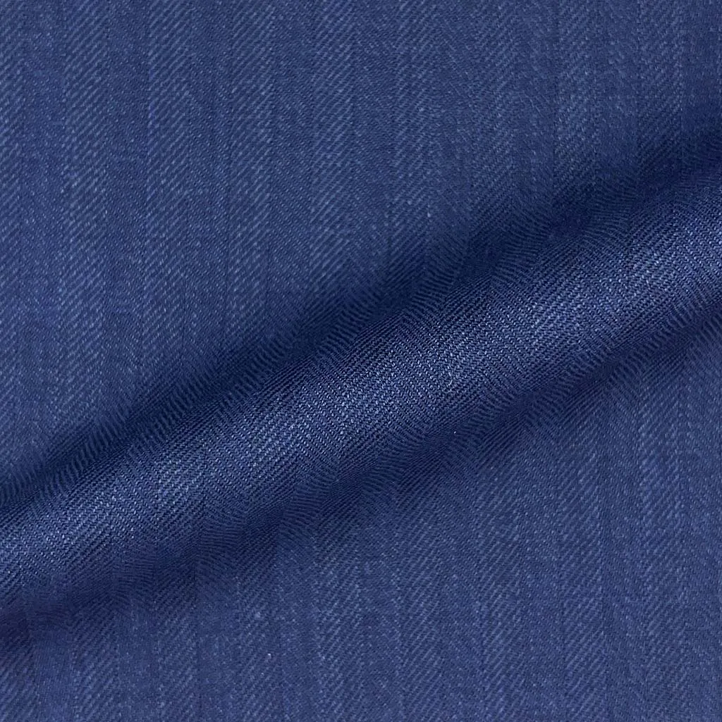 Azure Blue Herringbone With Comfort Stretch