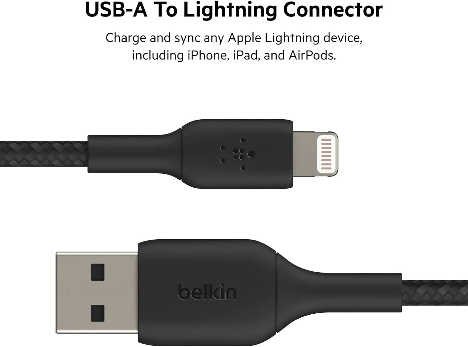 Belkin 1M USB A to Lightning Cable Black - CAA002bt1MBK