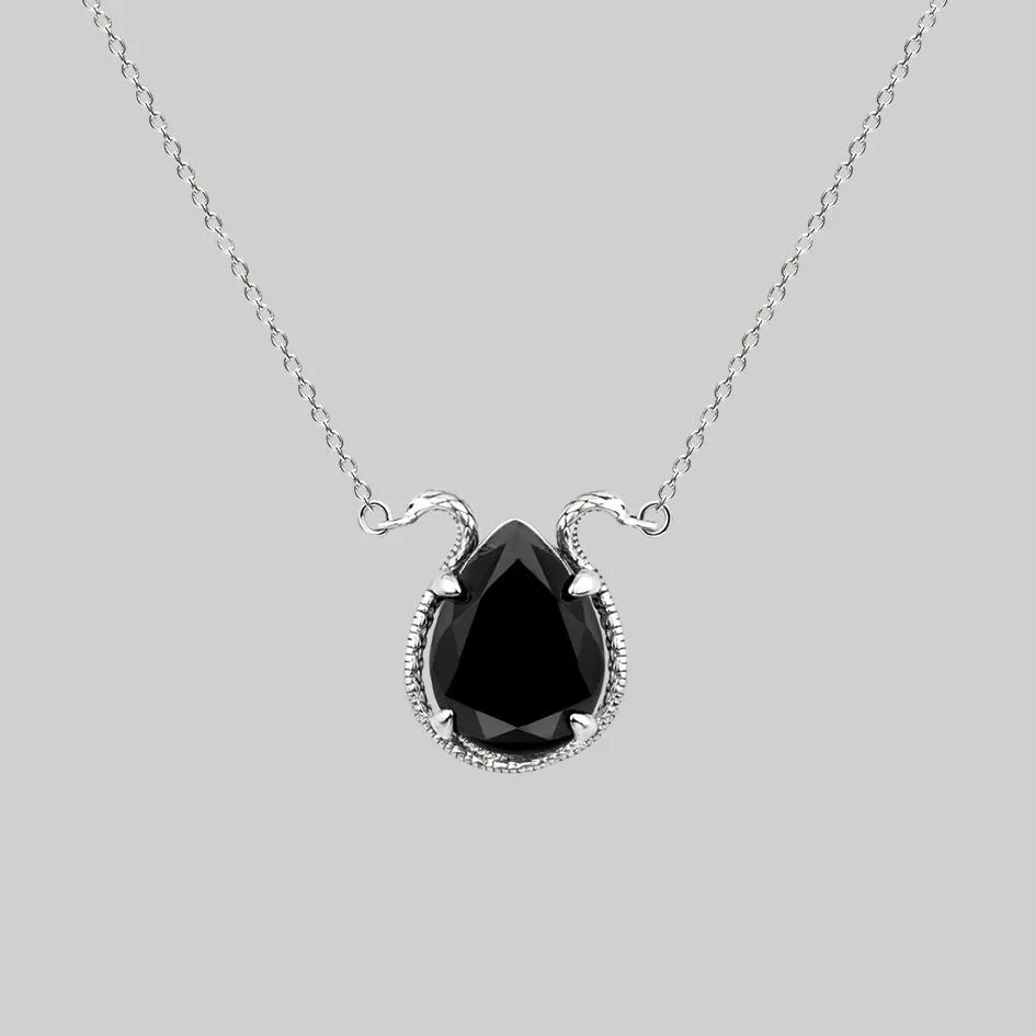 BITTERSWEET. Double Serpent Onyx Necklace - Silver