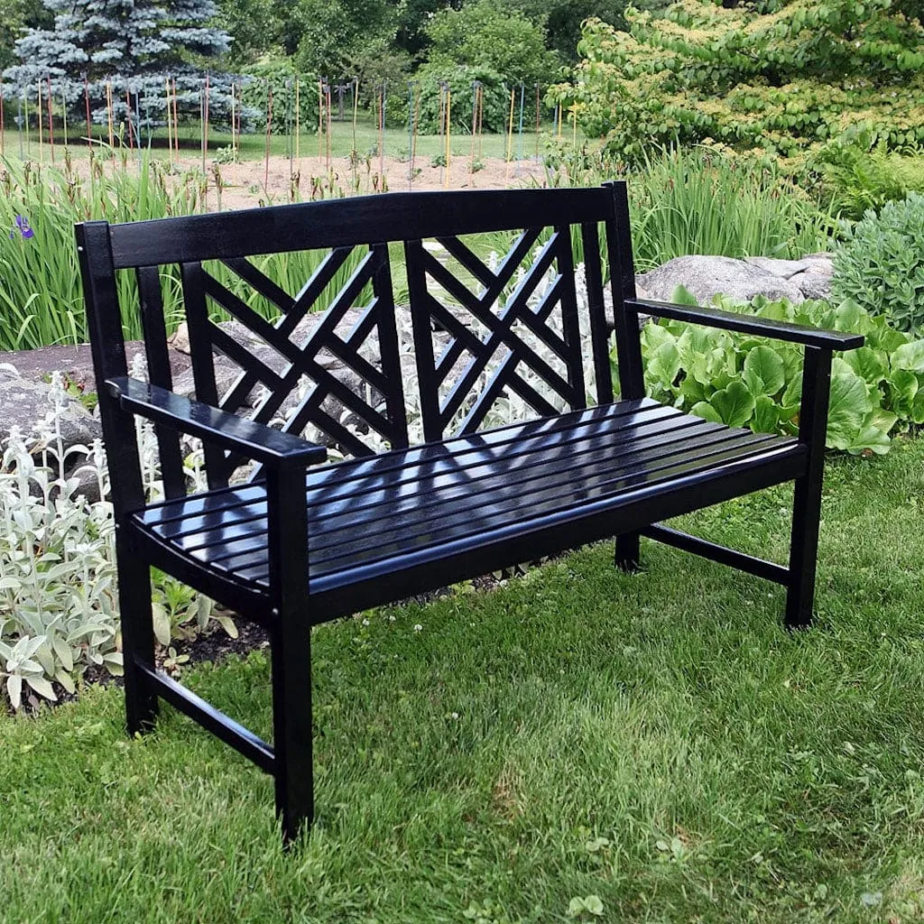 Black Fretwork Bench by Achla Designs