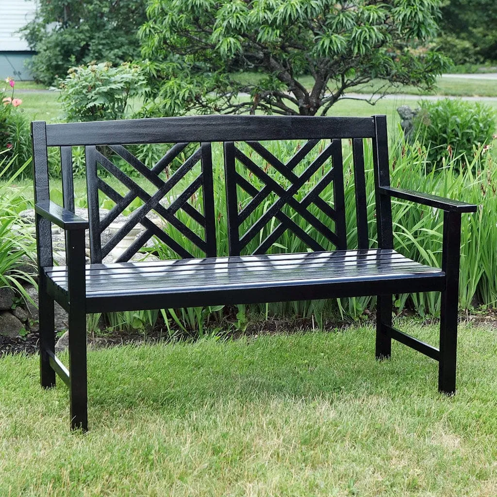 Black Fretwork Bench by Achla Designs