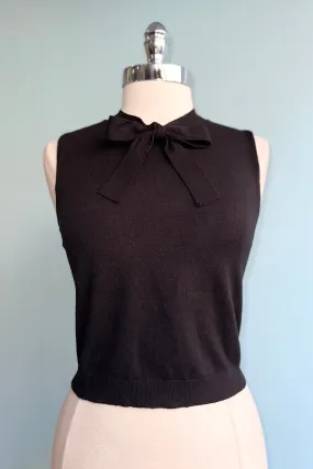 Black Knit Tie Neck Sweater Vest by Tulip B.