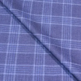 Blue Plaid Superfine Australian Wool Ermenegildo Zegna Cloth Suiting Fabric