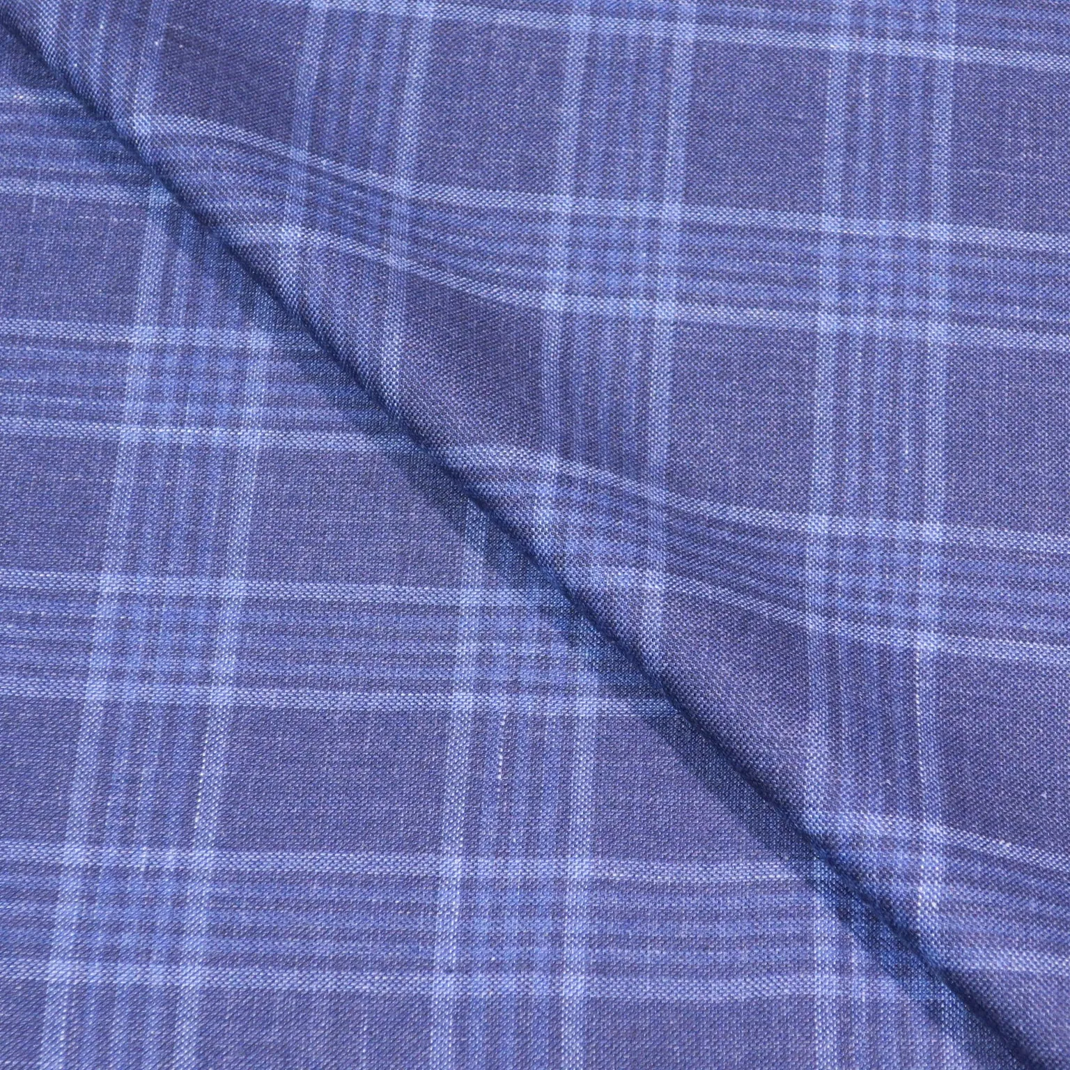 Blue Plaid Superfine Australian Wool Ermenegildo Zegna Cloth Suiting Fabric