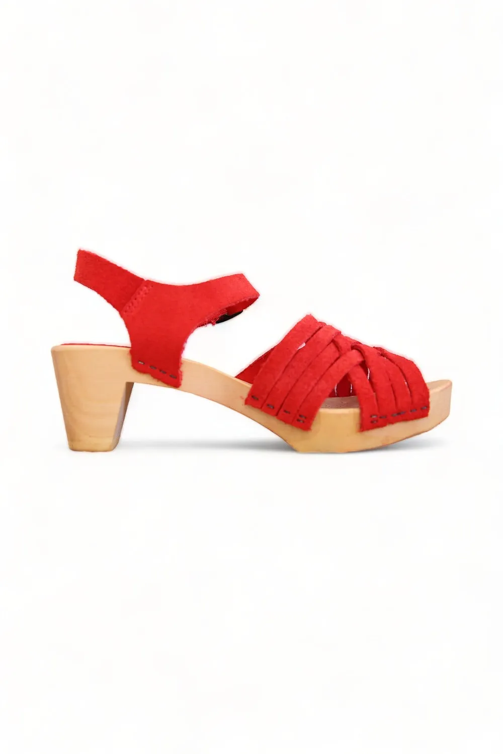 BOSABO RED SUEDE MID HEEL CLOG