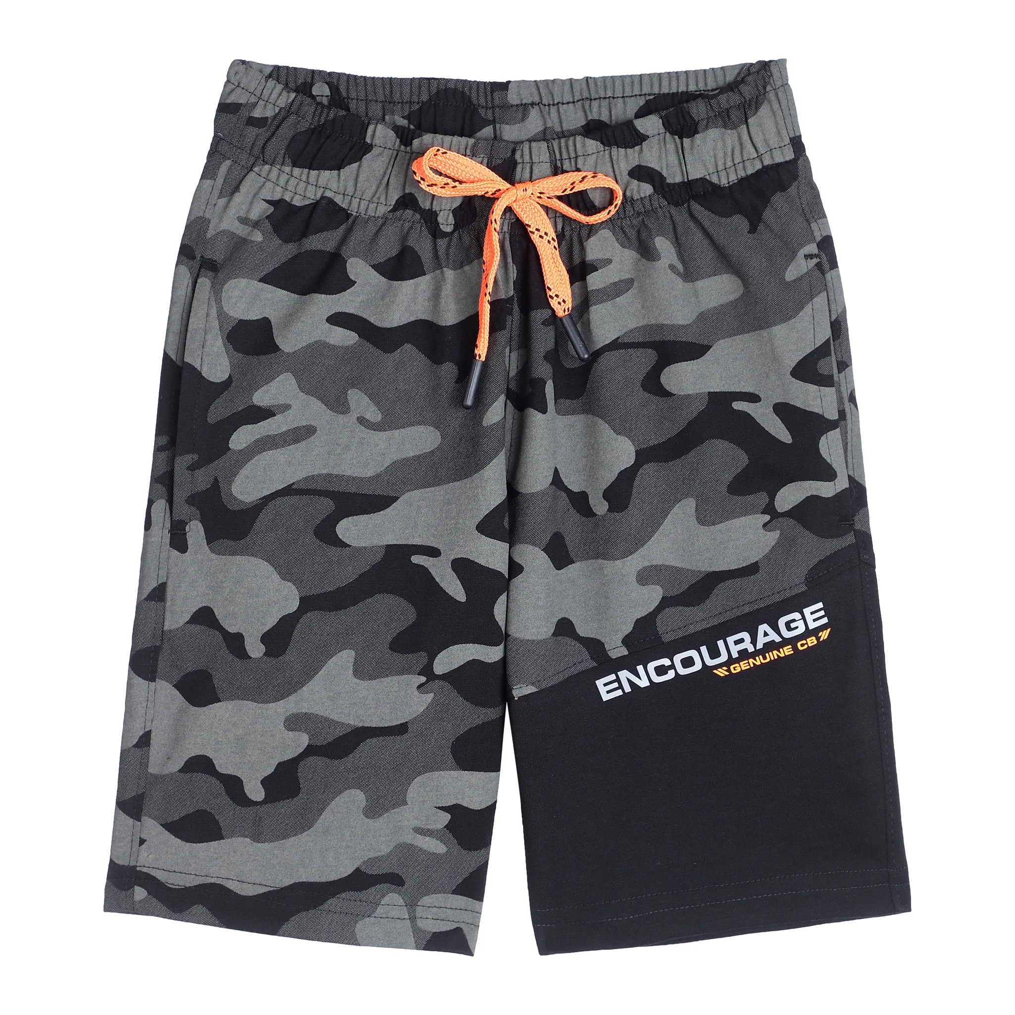 Boys Black Camouflage Printed Bermuda