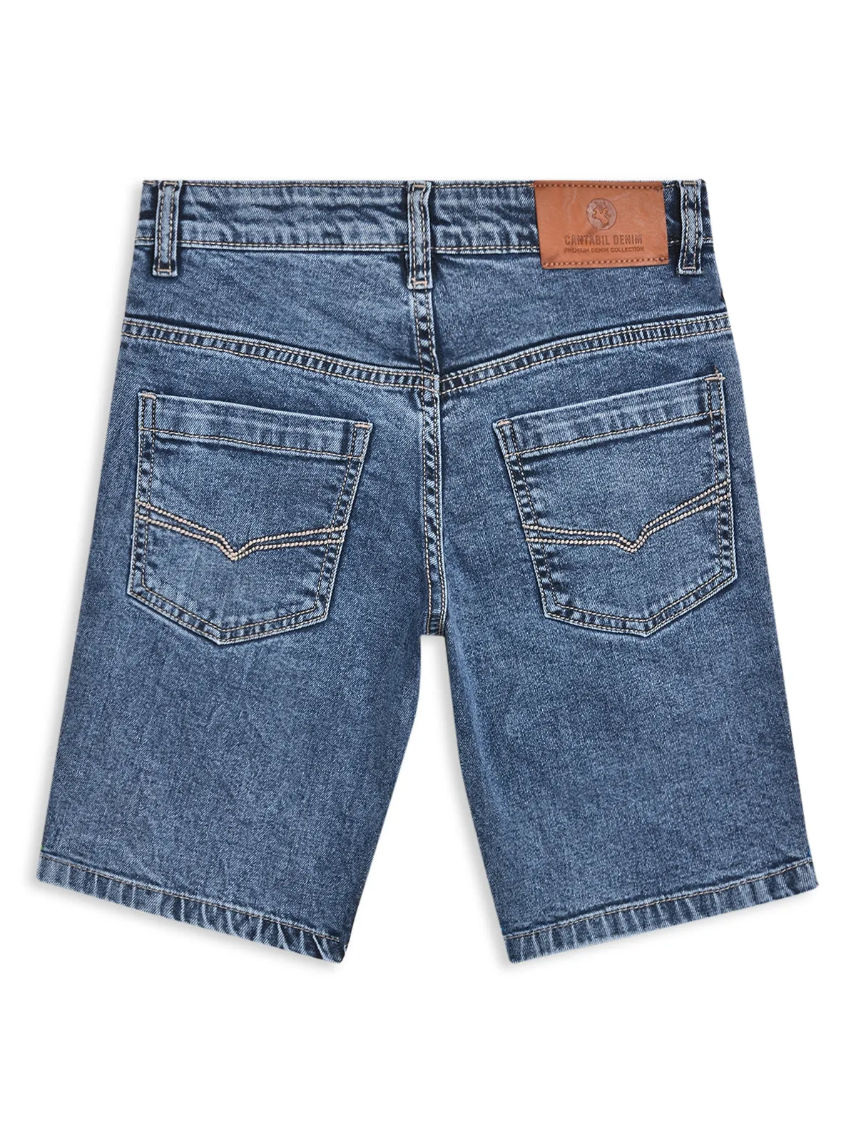 Boys Casual Dark Blue Heavy Fade & distressed lightly Denim Shorts