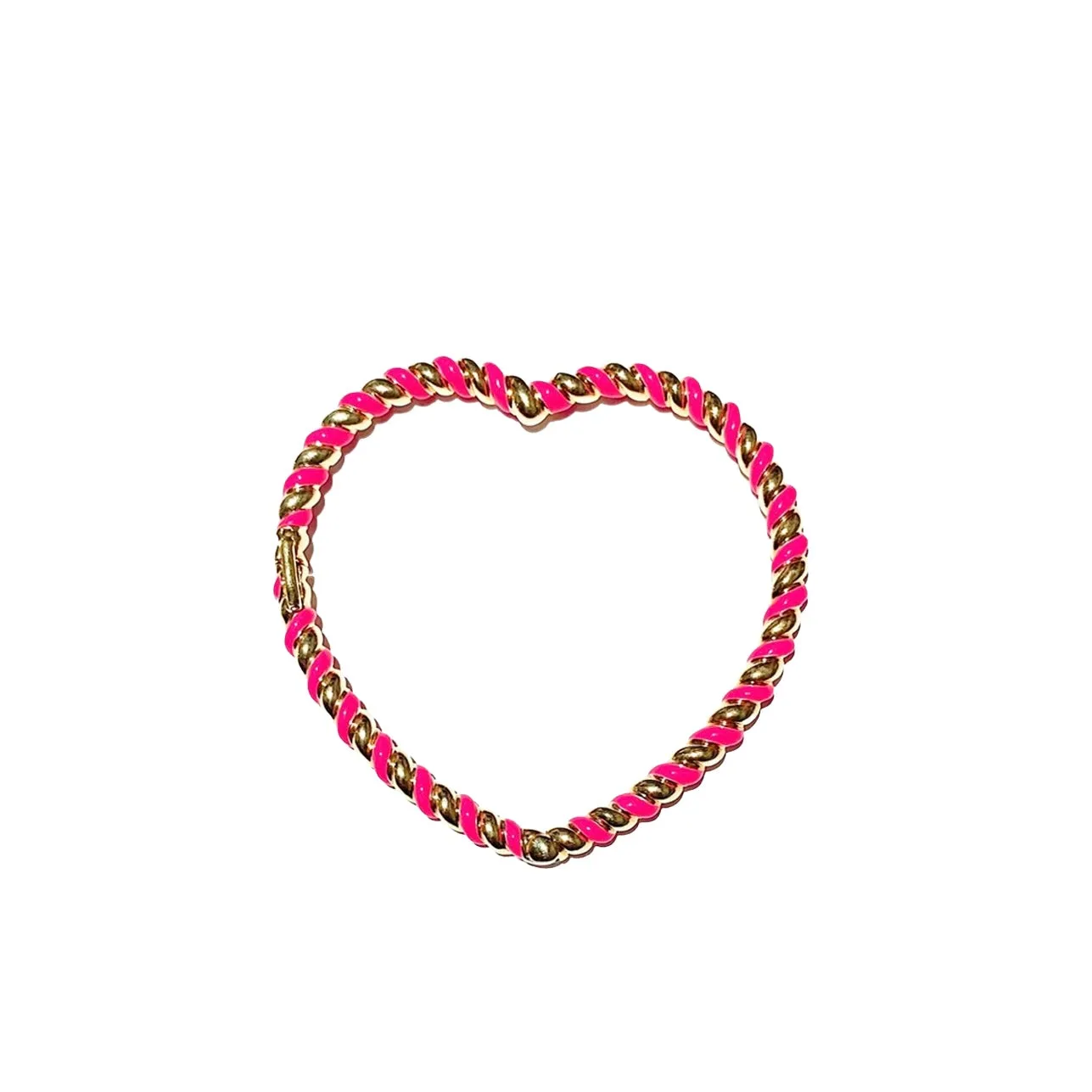 Braided Gold & Enamel Heart Bangle Bracelet