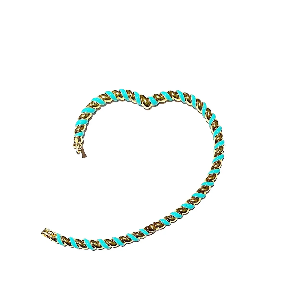 Braided Gold & Enamel Heart Bangle Bracelet