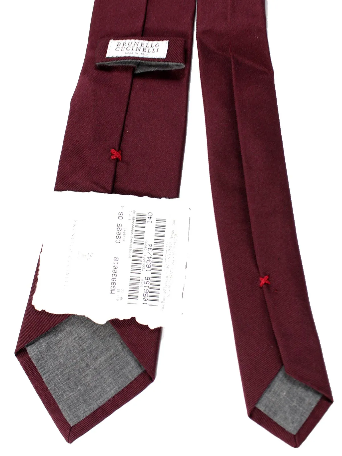 Brunello Cucinelli Tie Maroon Solid Grosgrain SALE