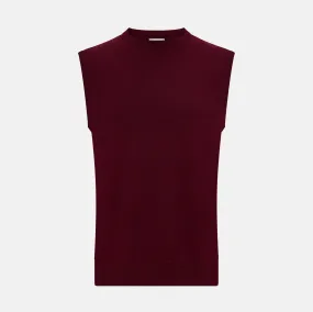 Burgundy Cashmere Round Neck Vest