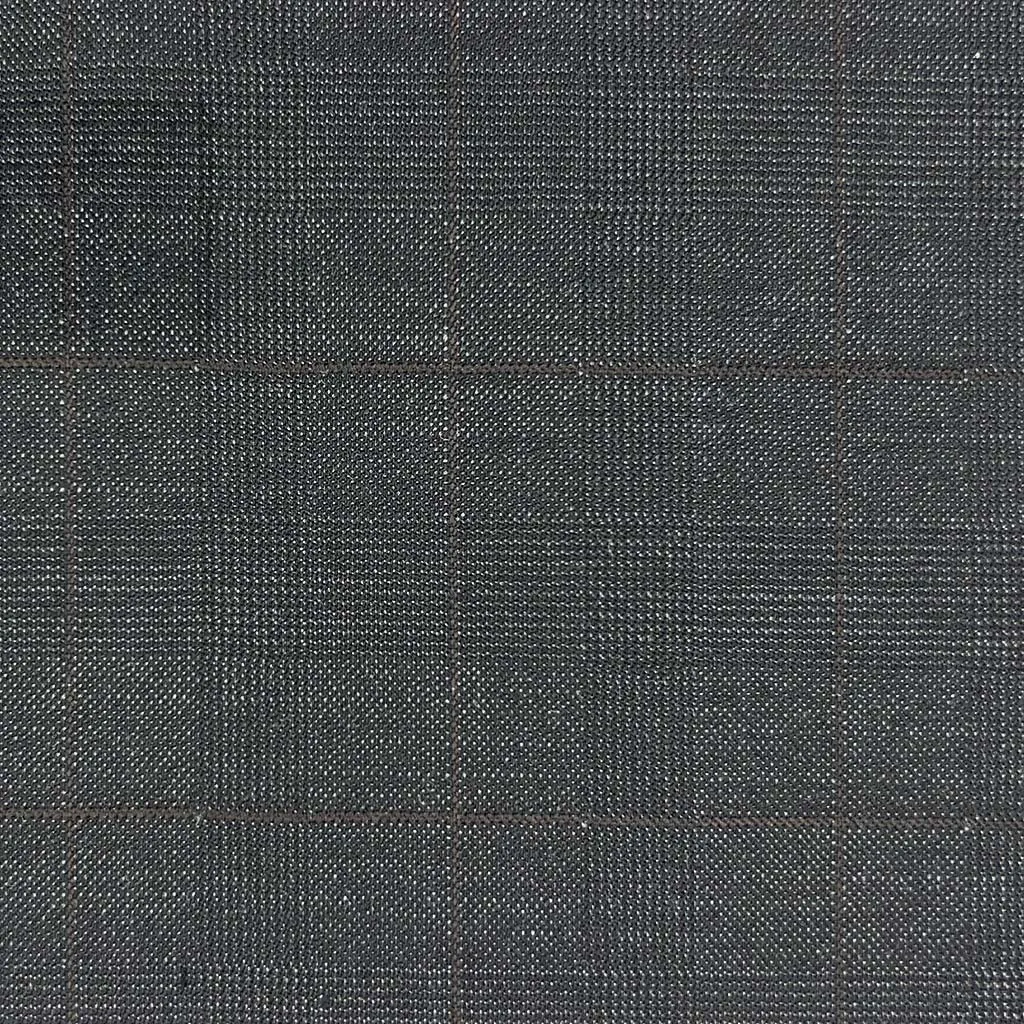 Charcoal Grey Glen Plaid With Chocolate Brown Windowpane With Comfort Stretch