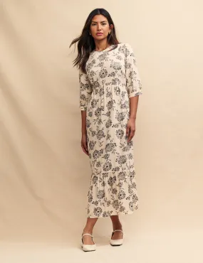 Cream Floral Rachel Midi Smock Dress