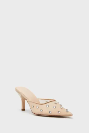 Cream Mesh with Rhinestones Paloma Heels