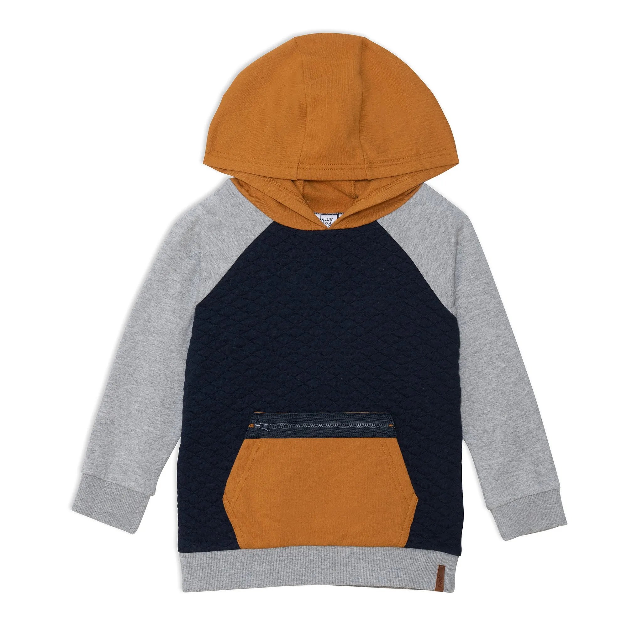 Deux Par Deux Fleece Quilted Hoodie _Grey E20U37-195