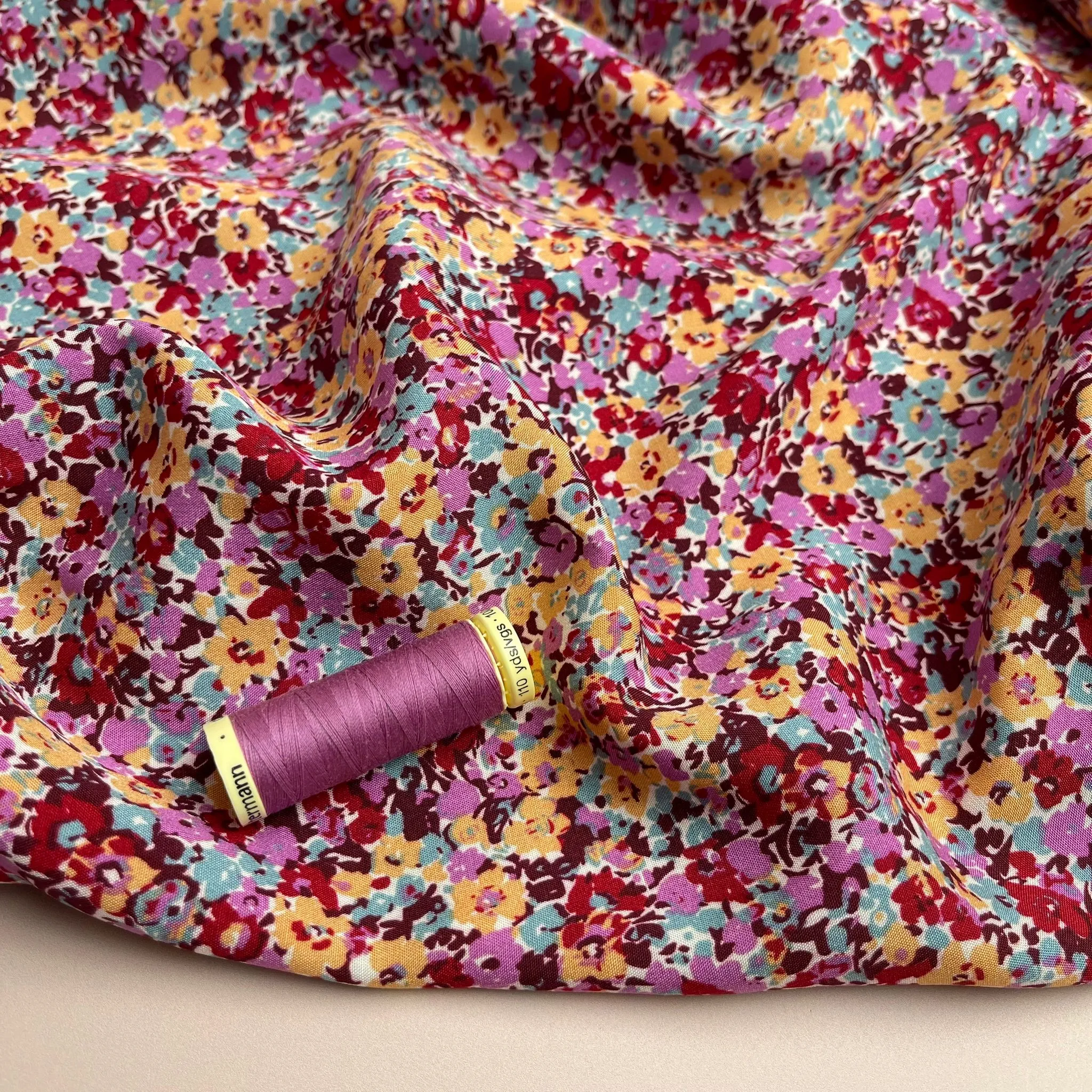 Ditsy Floral Pink Viscose Fabric