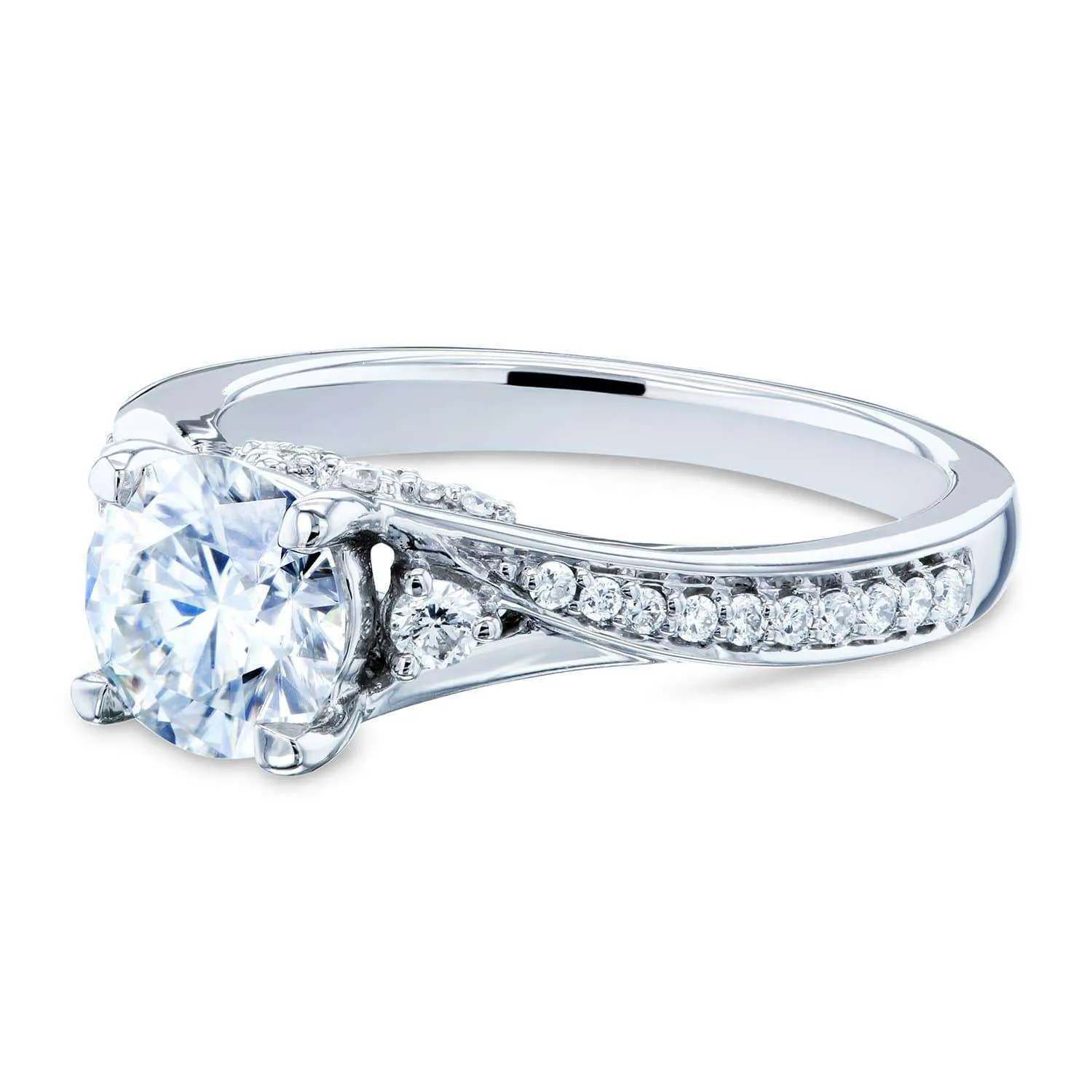 Fancy Setting Diamond Bypass Engagement Ring