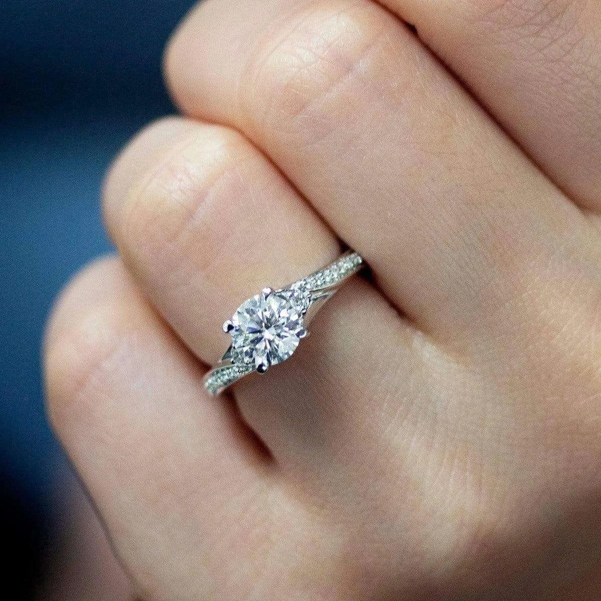 Fancy Setting Diamond Bypass Engagement Ring