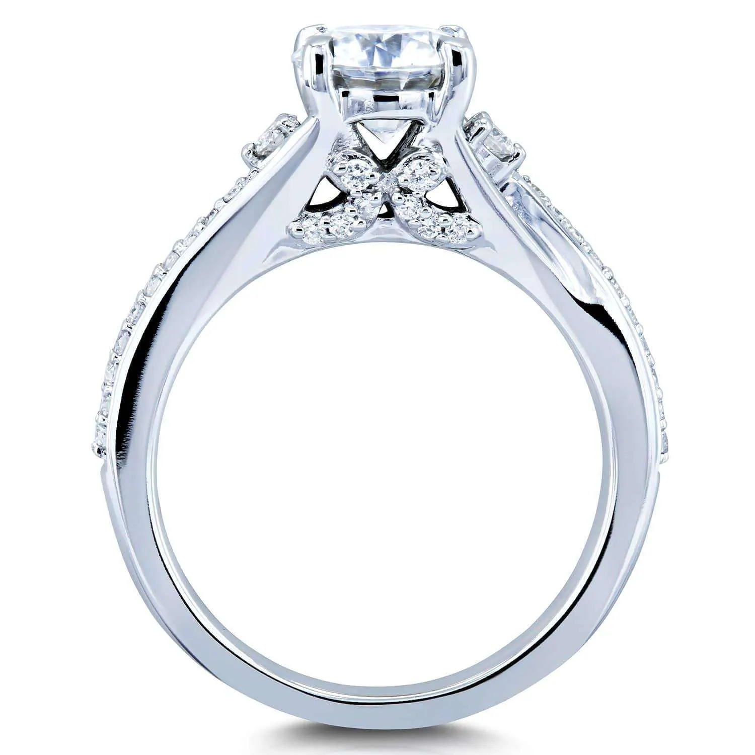 Fancy Setting Diamond Bypass Engagement Ring