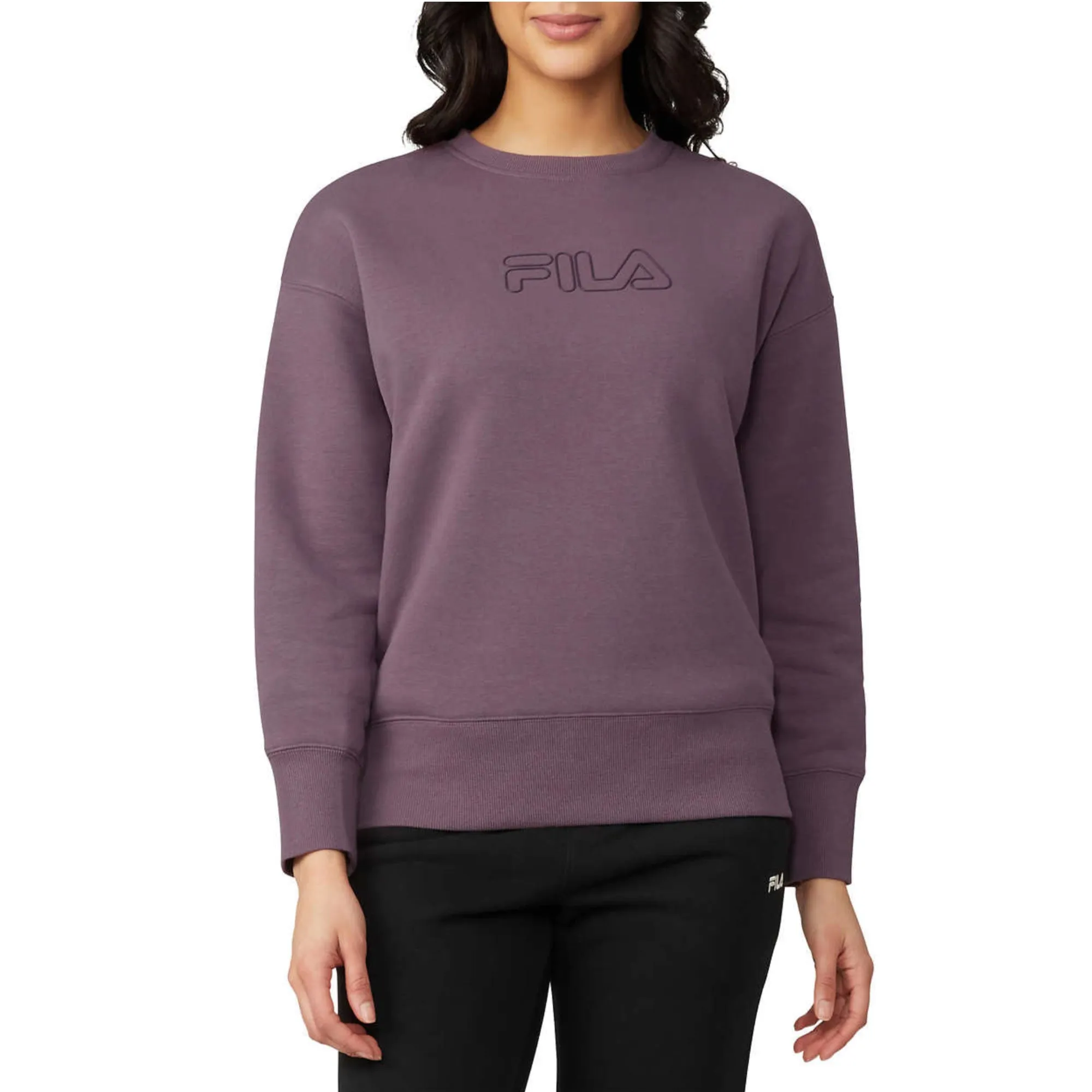 FILA Women's Chest Logo Cotton Blend Active Crewneck Sweatshirt Top