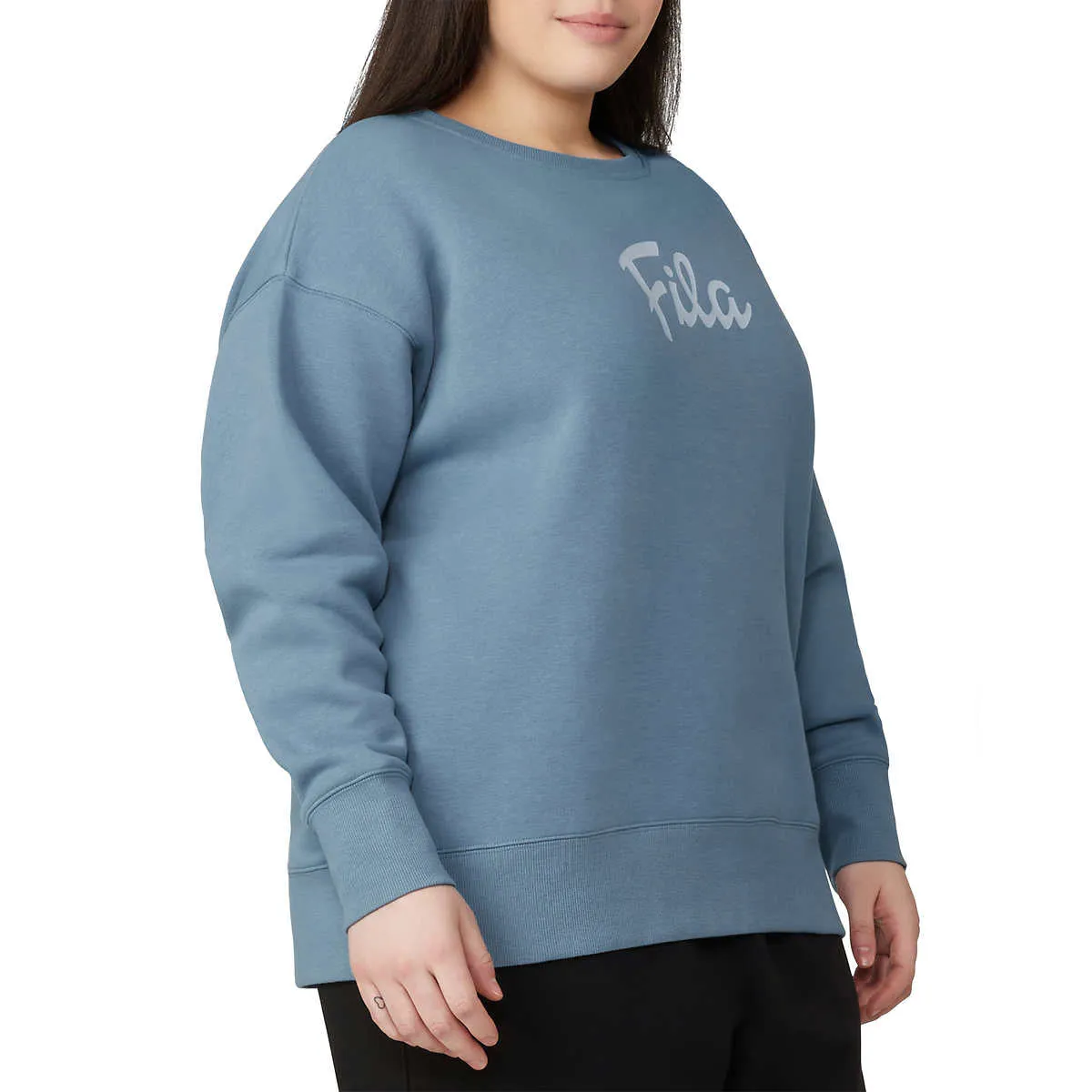 FILA Women's Chest Logo Cotton Blend Active Crewneck Sweatshirt Top