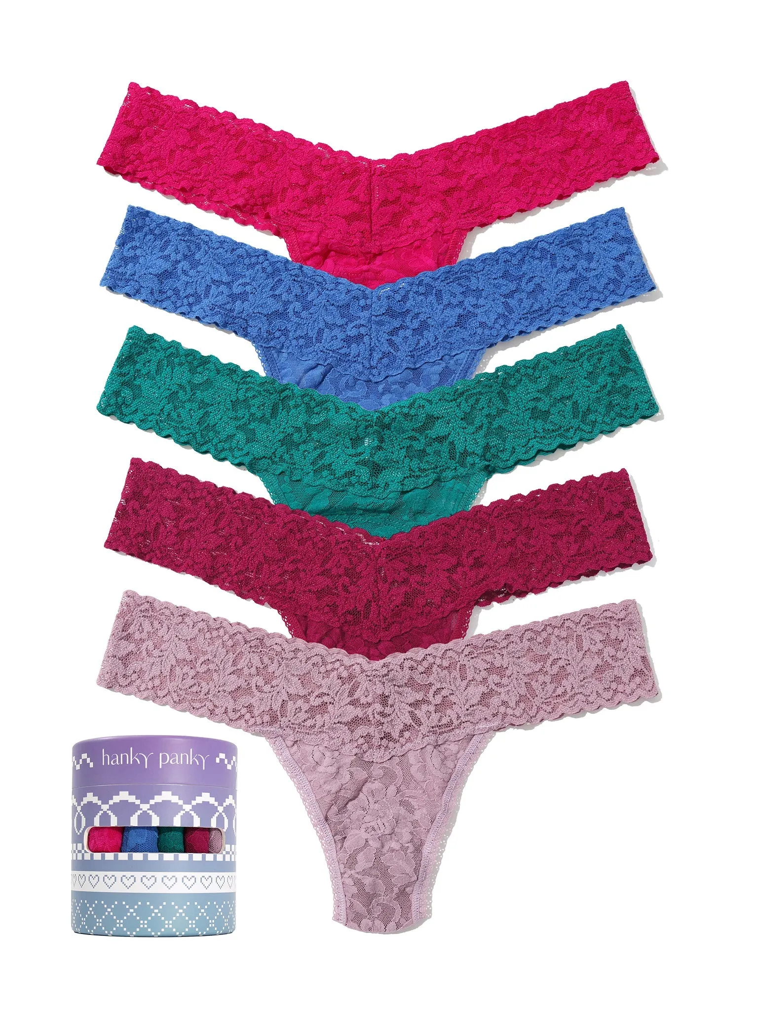 Holiday 5 Pack Signature Lace Low Rise Thong