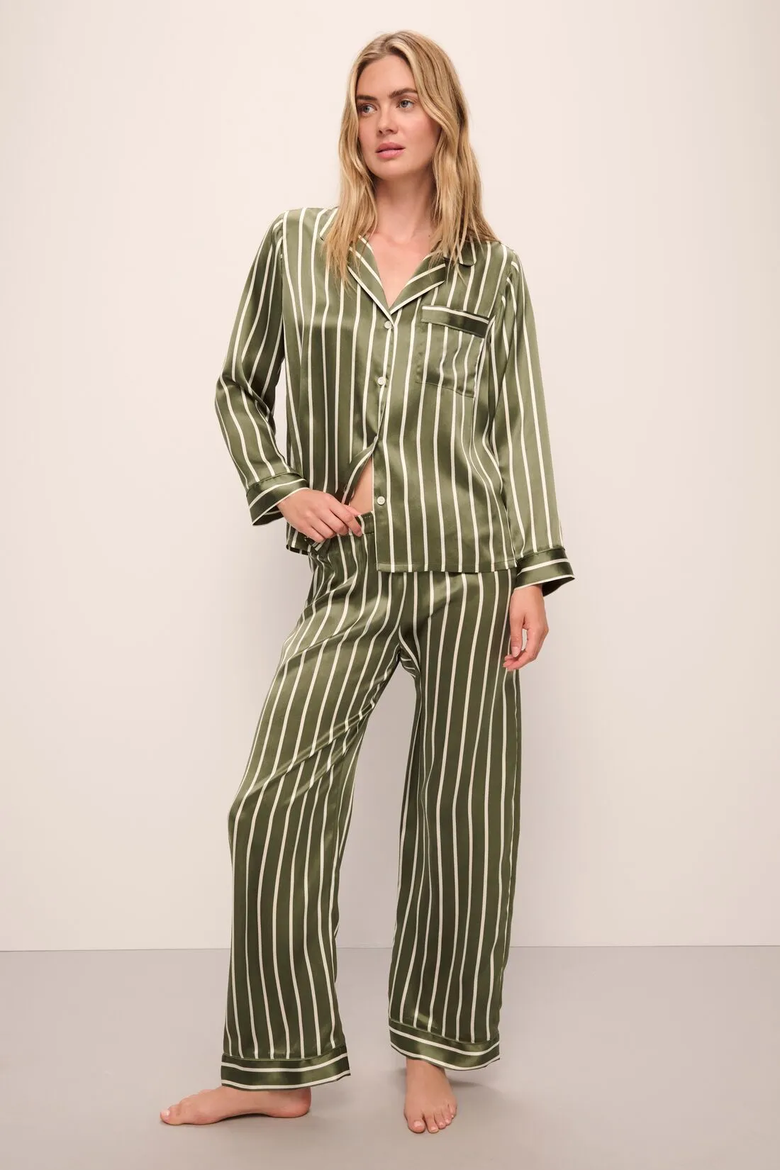 Inez Washable Silk Printed Long PJ Set