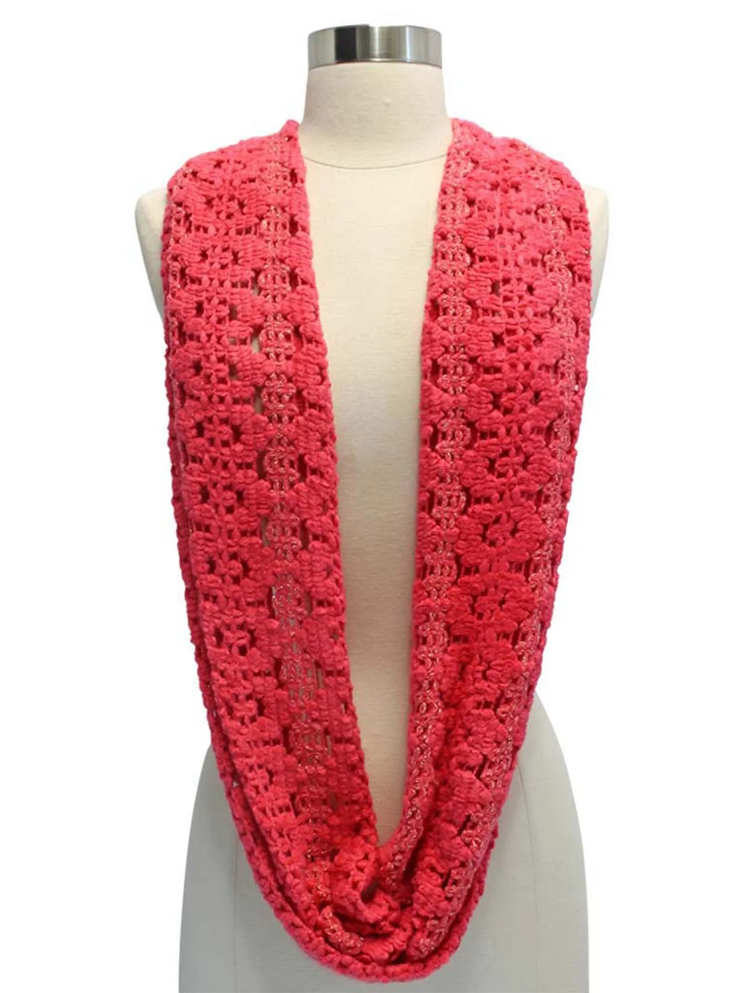 Knit Infinity Scarf With Metallic Accent