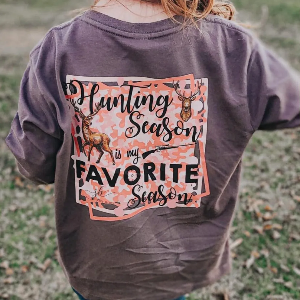 (LONG) Pink Camo Favorite Season Kids Tee