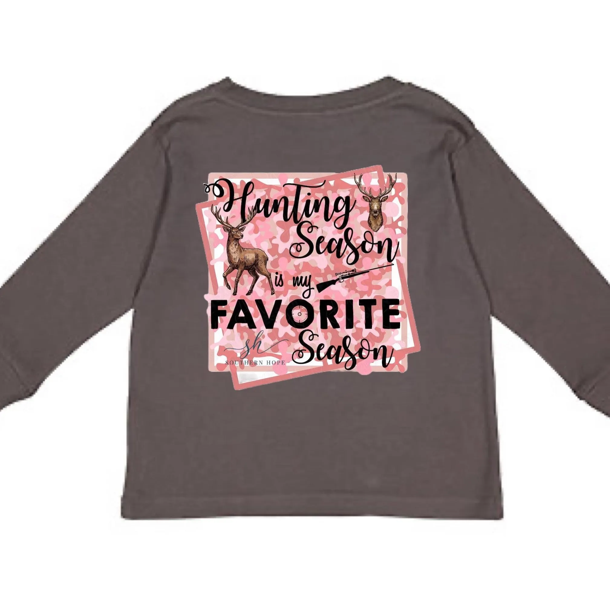 (LONG) Pink Camo Favorite Season Kids Tee