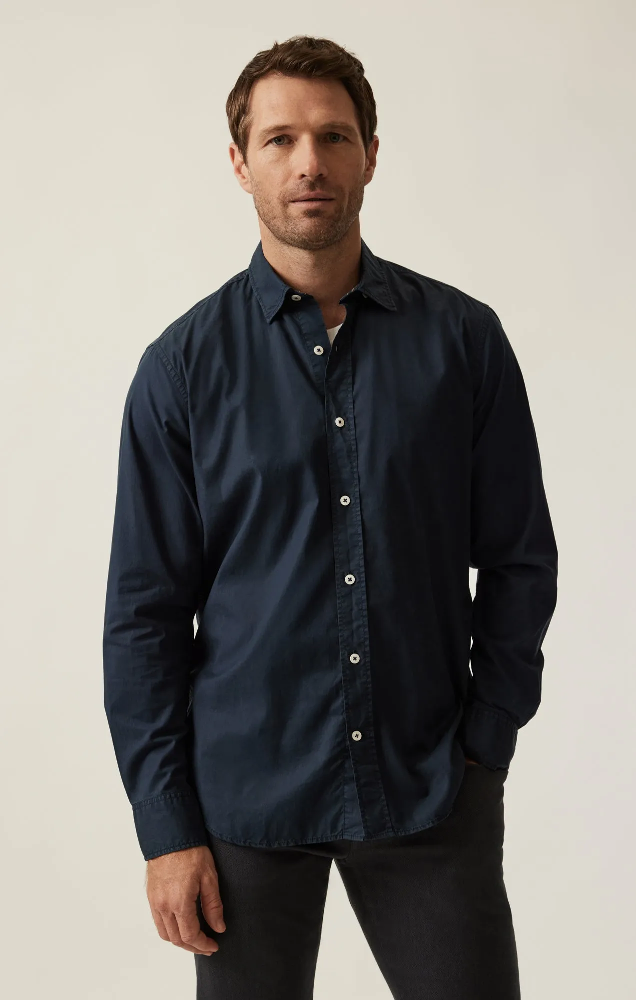 Luxe Twill Shirt In Dress Blues