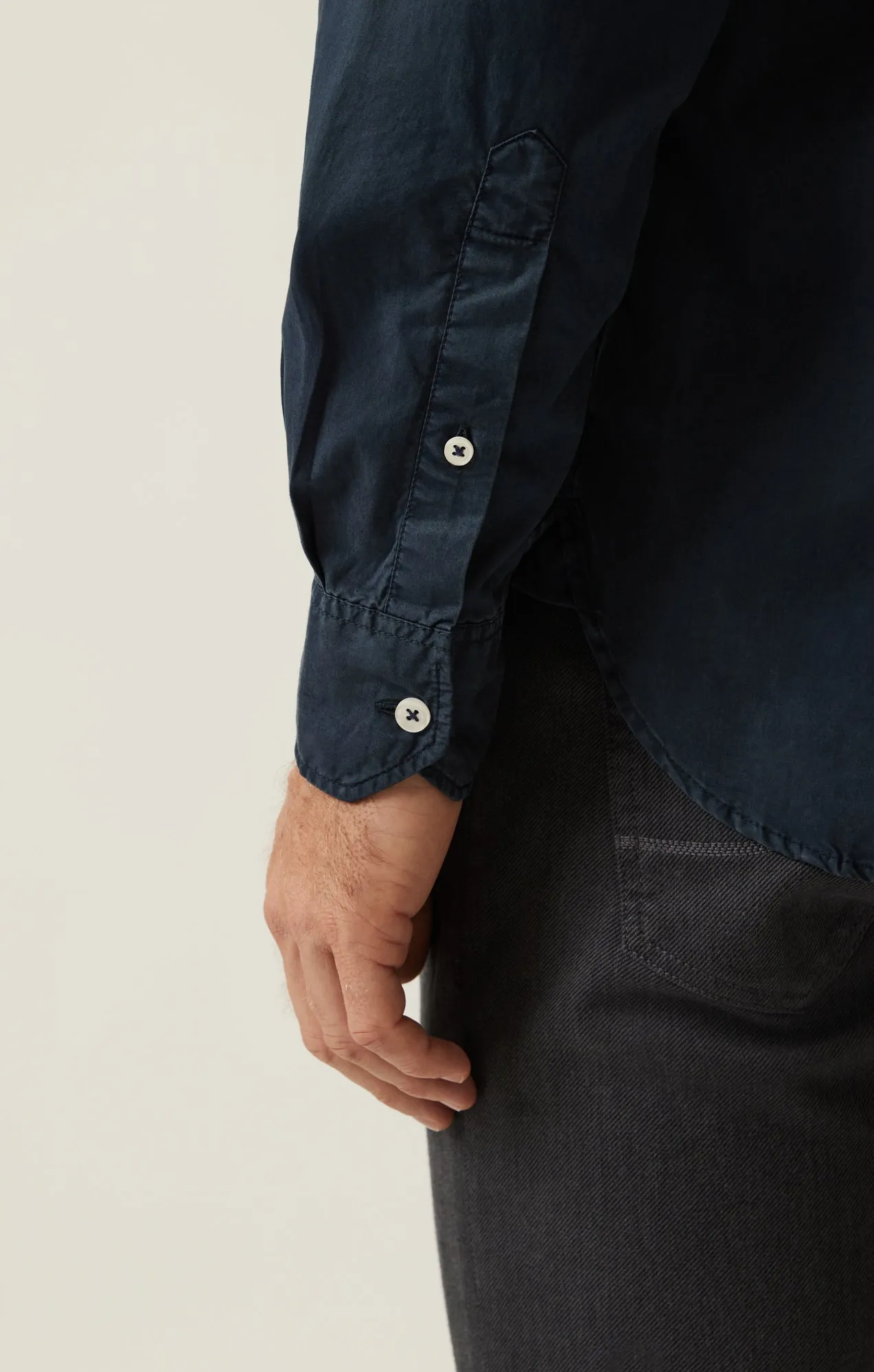 Luxe Twill Shirt In Dress Blues