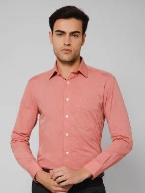 Men Red Cotton Blend Solid Full Sleeves Regular Fit Formal Shirt with Pocket