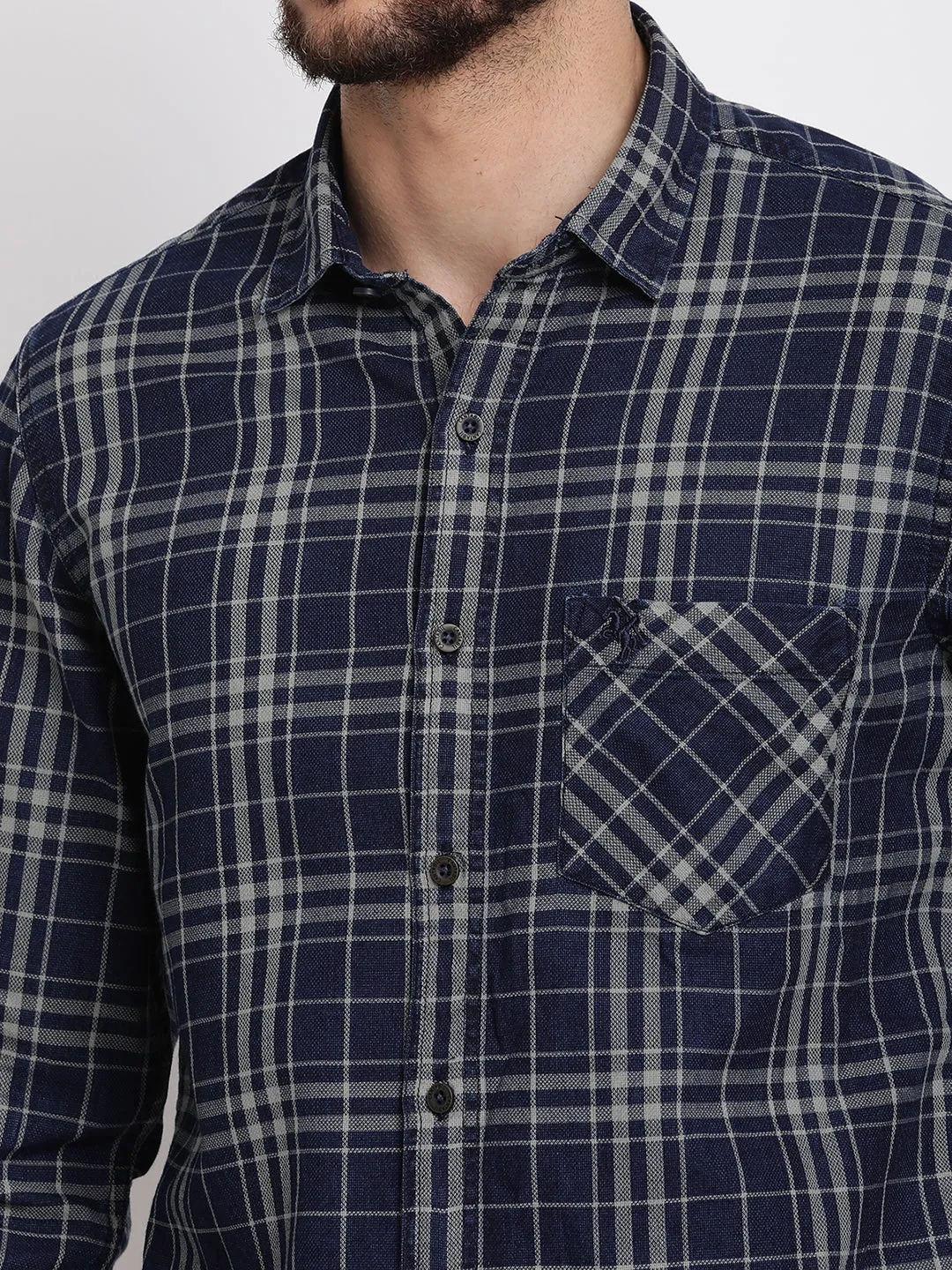 Men's Black Casual Big Checks Full Sleeve Shirt