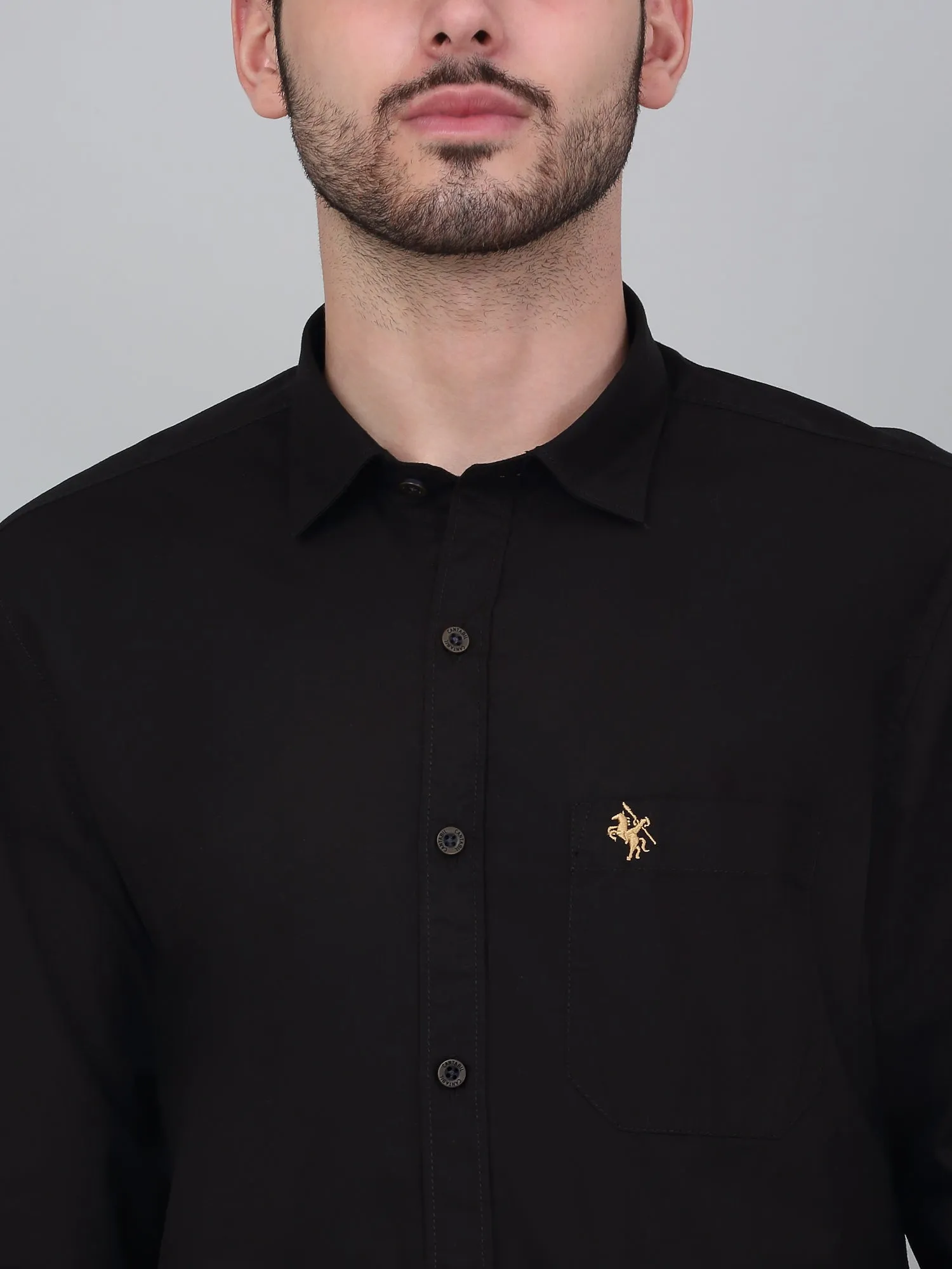 Men's Black Solid Full Sleeve Casual Shirt