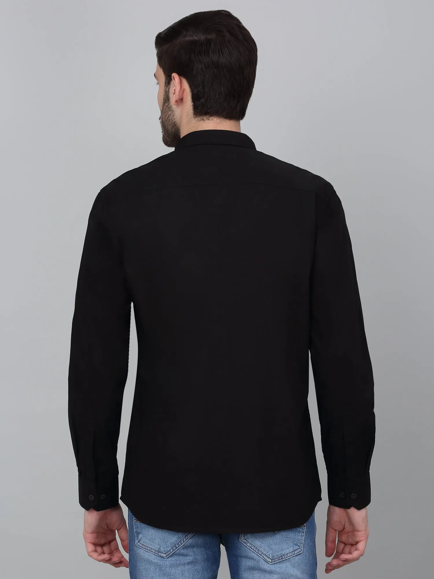 Men's Black Solid Full Sleeve Casual Shirt