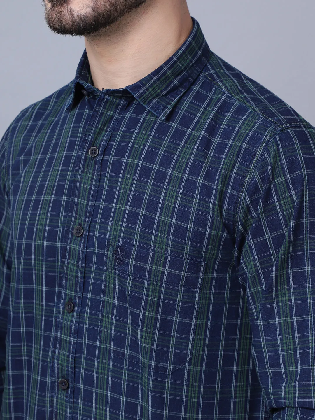 Men's Green Casual Big Checks Full Sleeve Shirt