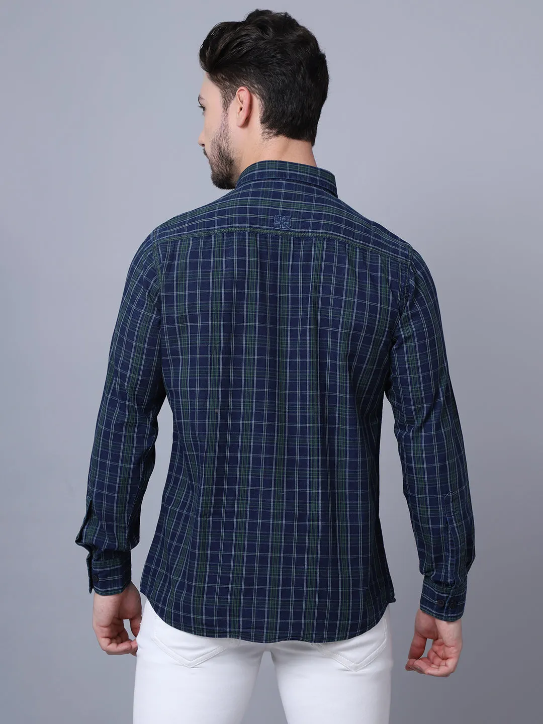 Men's Green Casual Big Checks Full Sleeve Shirt