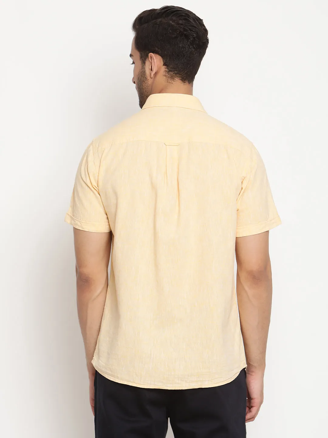 Men's Lemon Casual Plain Half Sleeve Shirt