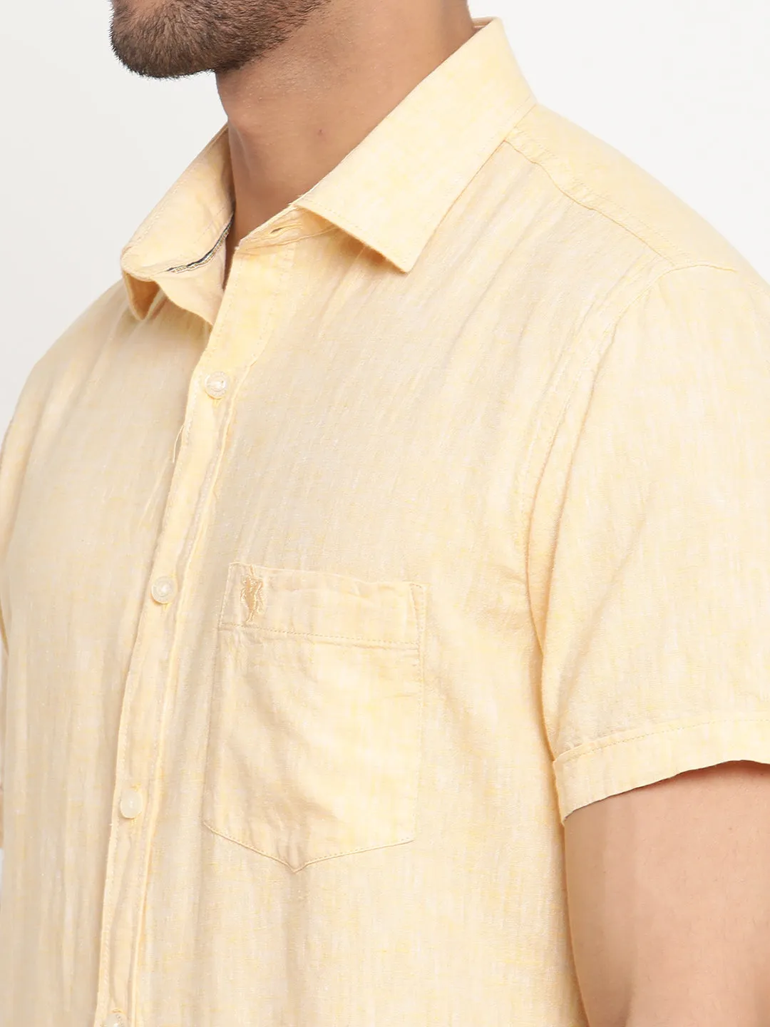 Men's Lemon Casual Plain Half Sleeve Shirt