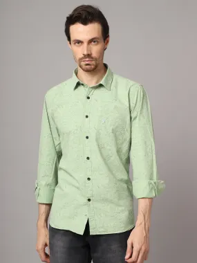 Men's Light Green Casual Abstract Print Full Sleeve Shirt